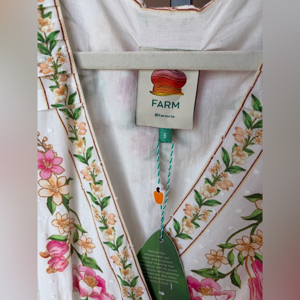 FARM Rio White Midi Dress with Pink & Green Floral Embroidery - Picture 7 of 9